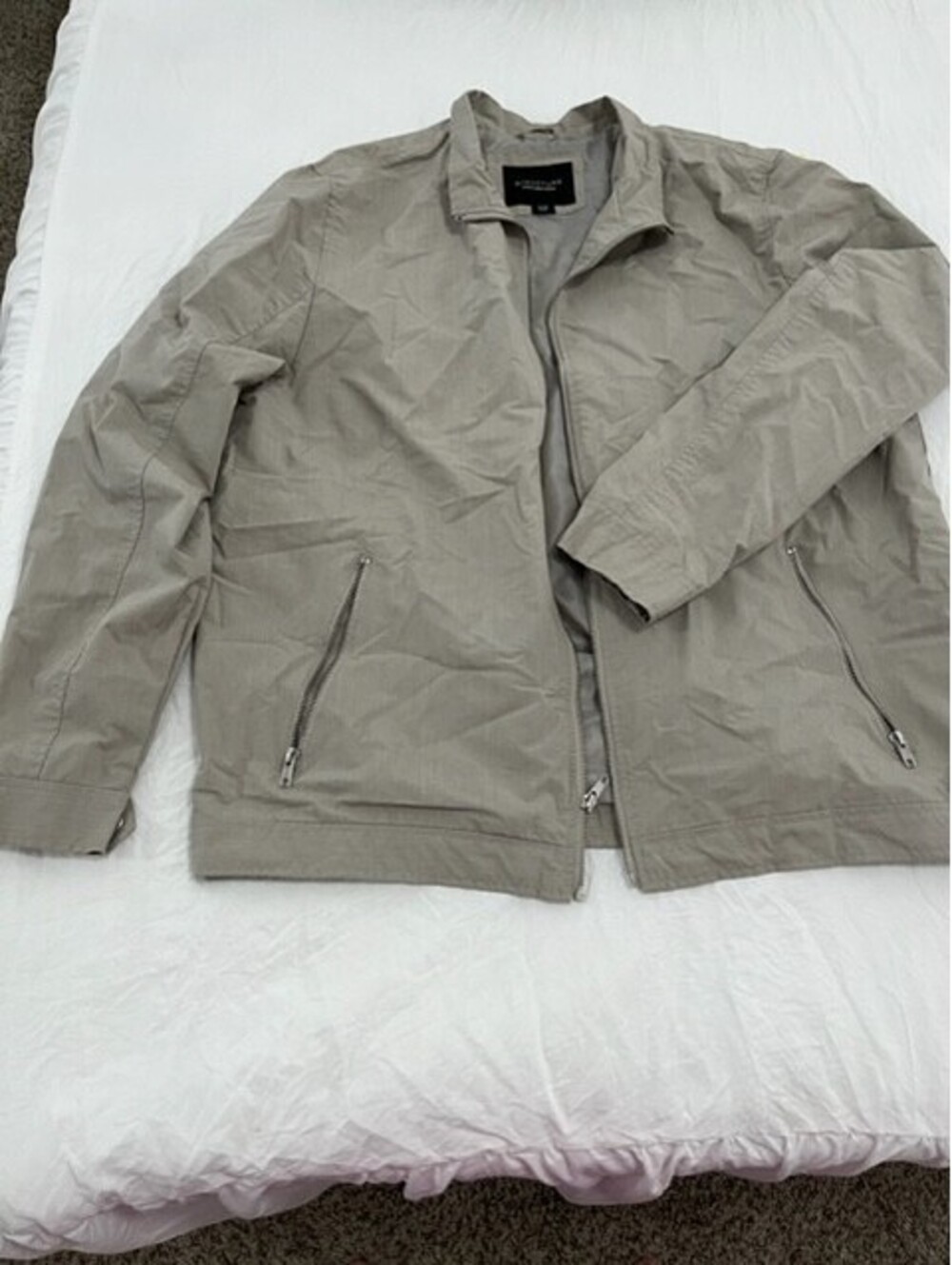 Grey Windbreaker Jacket With Zippered Pockets Size XL